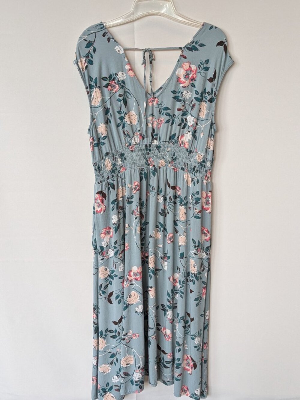 Maurices Light Blue Floral V-neck Midi Dress - Picture 3 of 8